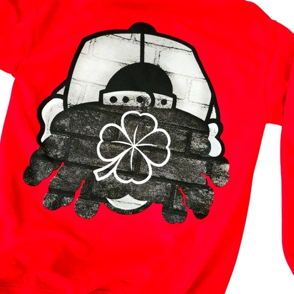 Men's Small 4 Leaf Clover Lucky Graphic Hoodie In Red. Fits Boys Sizes Large/XL - Picture 9 of 10